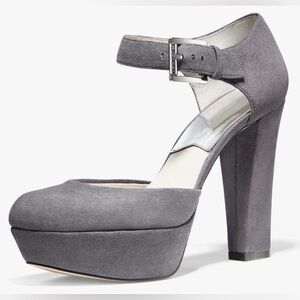 Michael Michael Kors Woman's Haven Dark Slate Suede Platform Shoes Size 7.5M